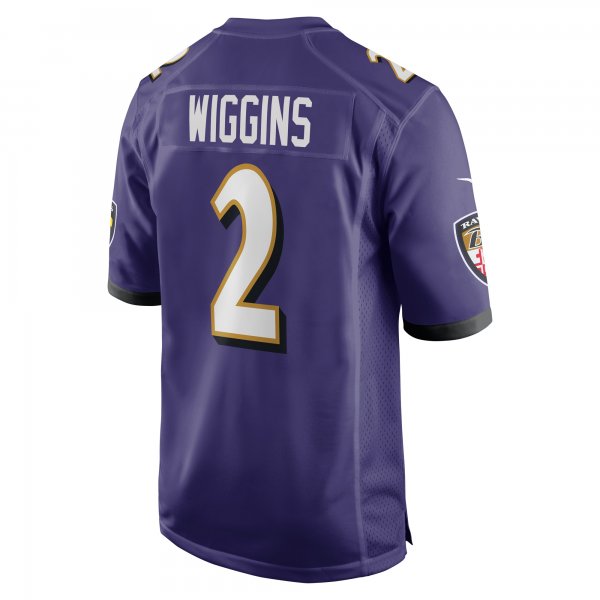 Men's Baltimore Ravens Nate Wiggins Nike Purple 2024 NFL Draft First Round Pick Player Game Jersey