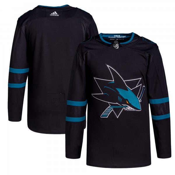 Men's San Jose Sharks adidas Black Alternate Primegreen Jersey