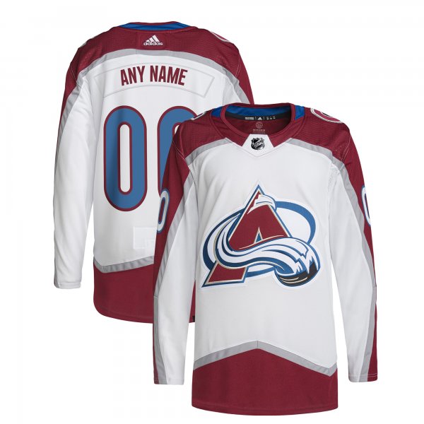 Men's Colorado Avalanche  adidas White Away  Primegreen Custom Jersey