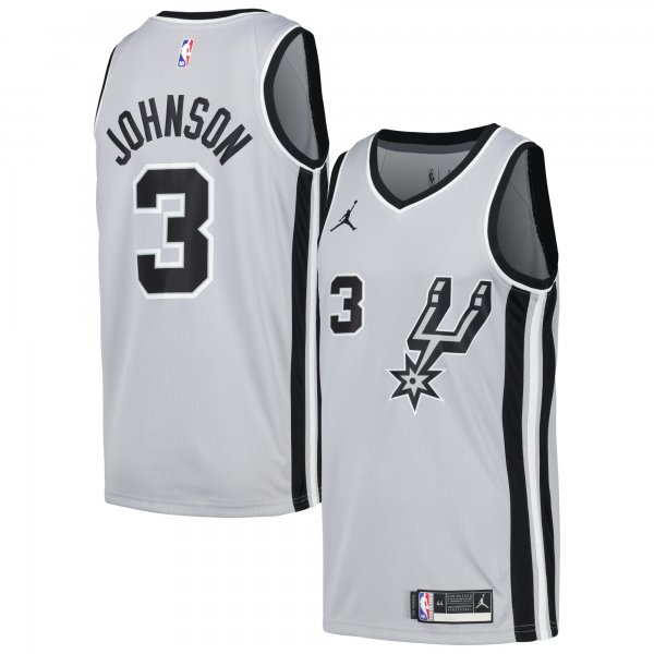 Men's San Antonio Spurs Keldon Johnson Nike Silver Swingman Player Jersey - Statement Edition