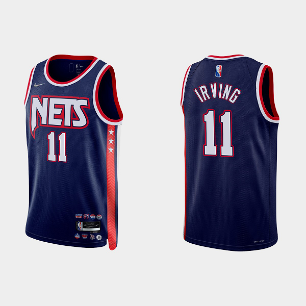 Men's Brooklyn Nets #11 Kyrie Irving 2021-22 75th Anniversary City Navy NBA Jersey