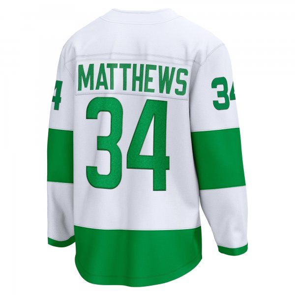 Men's Toronto Maple Leafs Auston Matthews Fanatics White St. Patricks Alternate Premier Breakaway Player Jersey