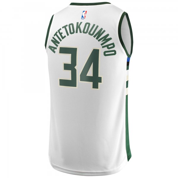 Men's Milwaukee Bucks Giannis Antetokounmpo Fanatics White Fast Break Replica Player Jersey - Association Edition