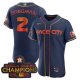 Men's Houston Astros #2 Alex Bregman 2023 Space City Champions Flex Base Navy Jersey