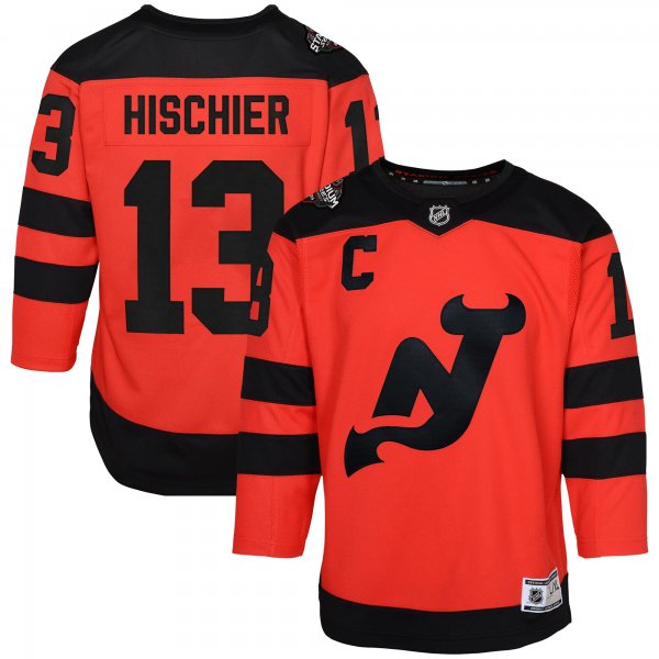 Youth New Jersey Devils #86 Nico Hischier Red 2024 NHL Stadium Series Premier Player Jersey