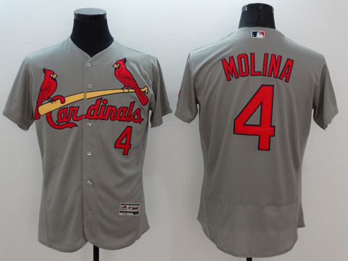 St. Louis Cardinals #4 Yadier Molina Grey Flexbase Collection Stitched MLB Jersey