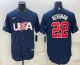 Men's USA Baseball #22 Clayton Kershaw 2023 Navy World Baseball Classic Stitched Jersey