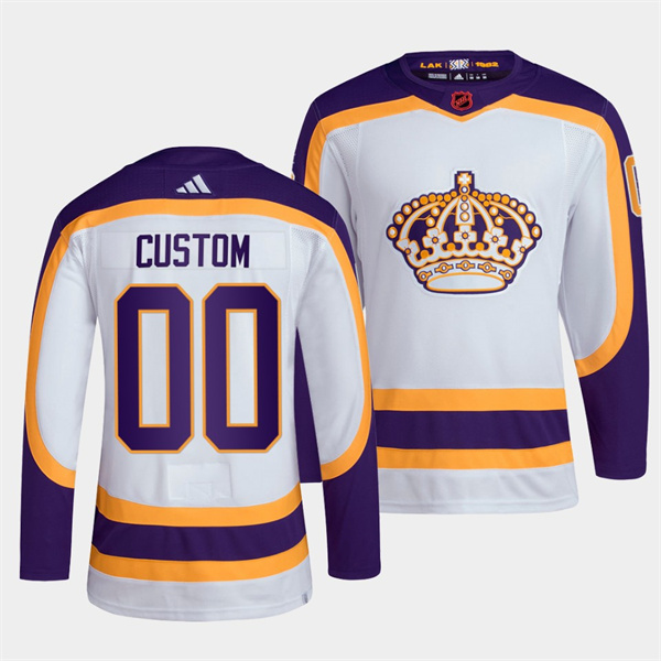 Men's Los Angeles Kings Custom White 2022 Reverse Retro NHL Jersey