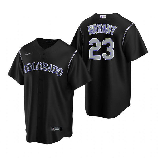 Men's Nike Colorado Rockies #23 Kris Bryant Nike Black Replica Alternate MLB Cool Base Jersey