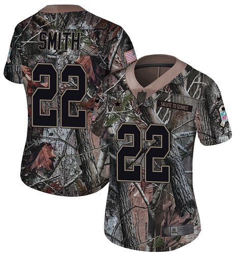 Nike Dallas Cowboys #22 Emmitt Smith Camo Women's Stitched NFL Limited Rush Realtree Jersey