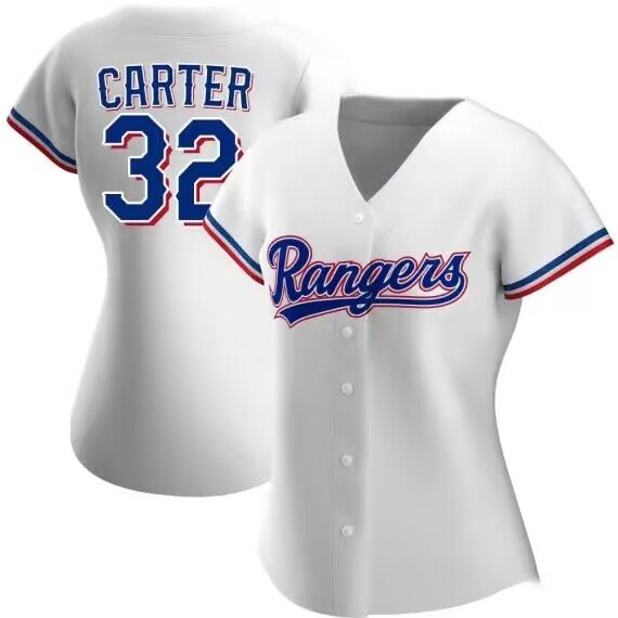 Women's Texas Rangers #32 Evan Carter White Home Cool Base Jersey