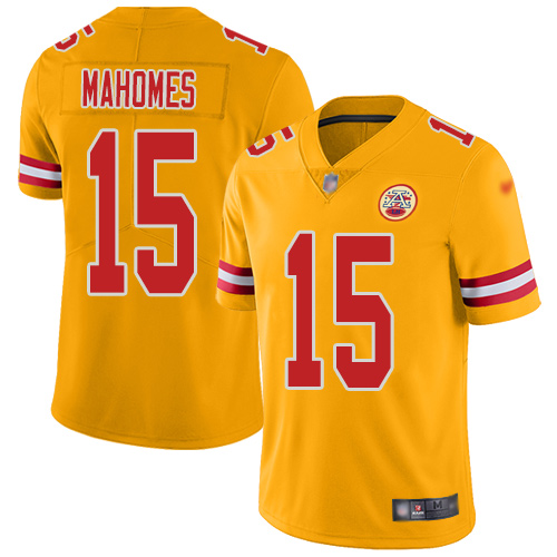 Kansas City Chiefs #15 Patrick Mahomes Gold Youth Stitched NFL Limited Inverted Legend Jersey