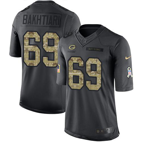 Nike Green Bay Packers #69 David Bakhtiari Black Men's Stitched NFL Limited 2016 Salute To Service Jersey