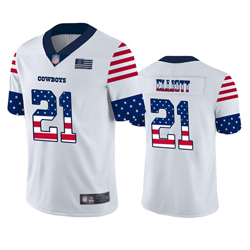 Dallas Cowboys #21 Ezekiel Elliott White Men's Stitched NFL Limited Independence Day Jersey