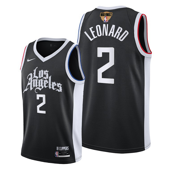 Men's Nike Los Angeles Clippers #2 Kawhi Leonard Black 2021 NBA Playoffs Jersey