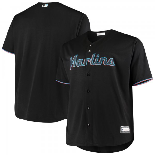 Men's Miami Marlins Black Big & Tall Replica Team Jersey