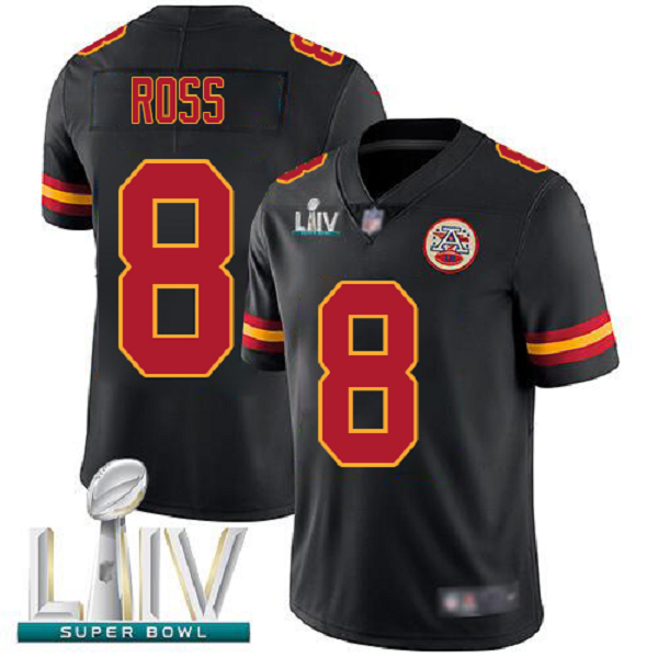 Men's Kansas City Chiefs #8 Justyn Ross Black Super Bowl LIV Bound Stitched NFL Vapor Untouchable Limited Jersey