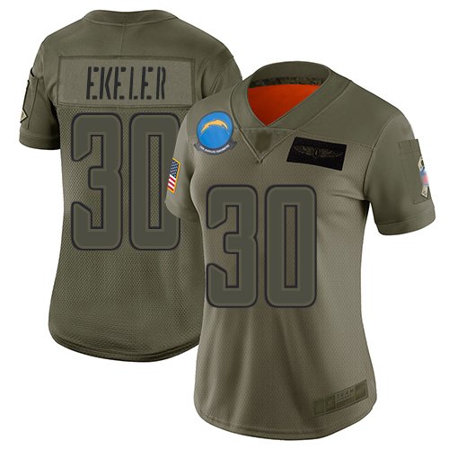 Los Angeles Chargers #30 Austin Ekeler Camo Women's Stitched NFL Limited 2019 Salute to Service Jersey