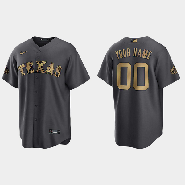 Men's Texas Rangers Custom 2022 MLB All-Star Game Cool Base Jersey - Charcoal