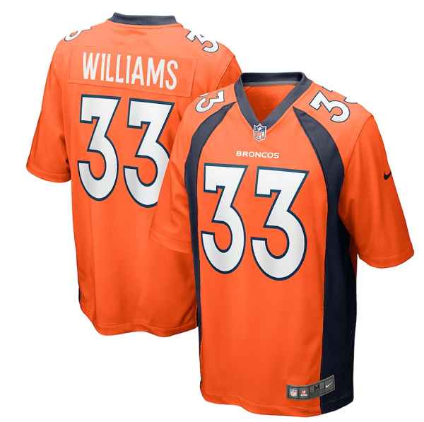 Men's Nike Denver Broncos #33 Javonte Williams Orange 2021 NFL Draft First Round Pick Game Jersey