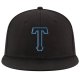 Custom Black Black-Powder Blue Stitched Adjustable Snapback Hat