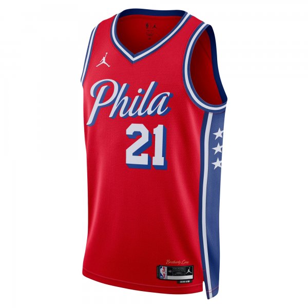 Unisex Philadelphia 76ers Joel Embiid Jordan Brand Red Swingman Jersey - Statement Edition