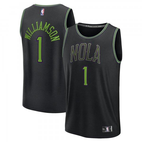 Youth New Orleans Pelicans Zion Williamson Fanatics Black Fast Break Jersey - City Edition