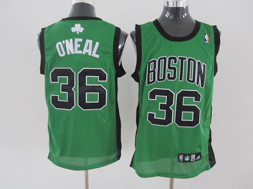 Men's Boston Celtics #36 Shaquille O'Neal Stitched Green(Black No.) NBA Jersey