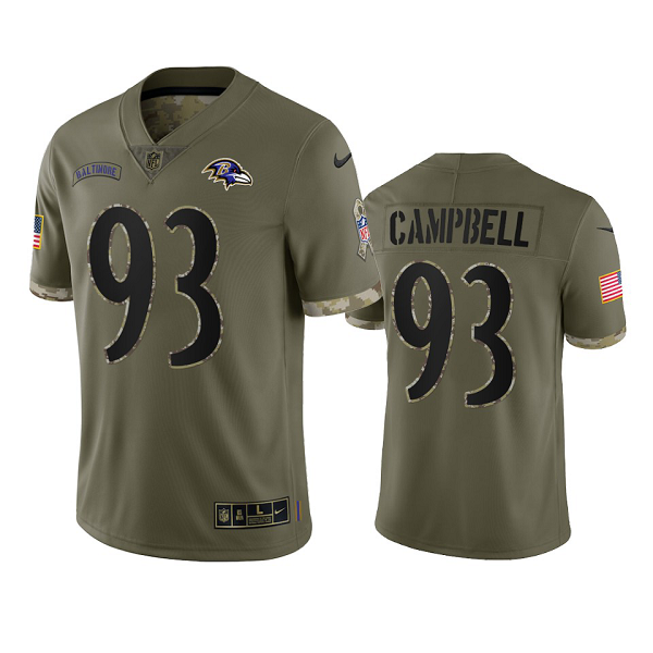 Baltimore Ravens Calais Campbell Olive 2022 Salute To Service Limited Jersey #93