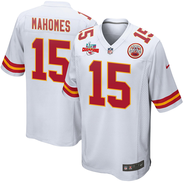 Patrick Mahomes #15 Kansas City Chiefs Super Bowl LVII Champions 3 Stars Men's Game White NFL Jersey