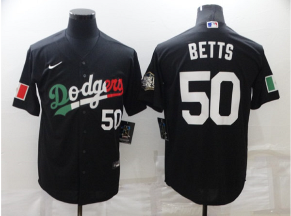 Men's Los Angeles Dodgers #50 Mookie Betts Black Cool Base Stitched Baseball MLB Jersey