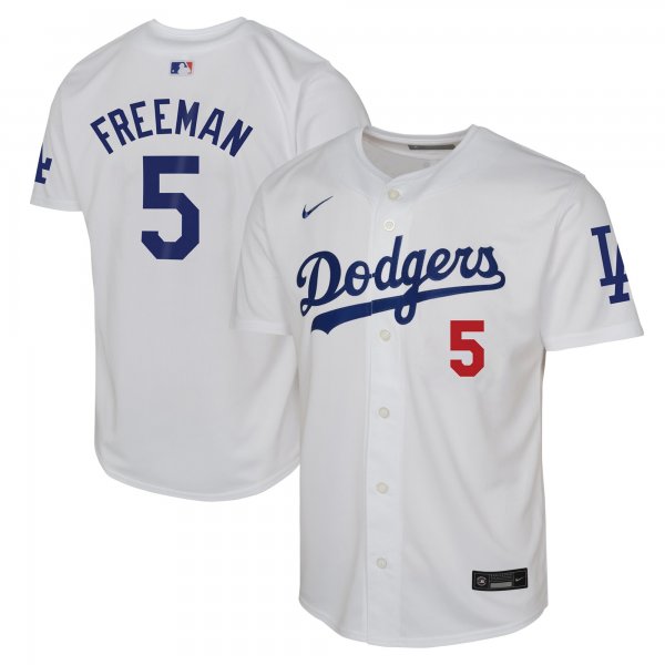 Youth Los Angeles Dodgers #5 Freddie Freeman Nike White Home Limited Player Jersey