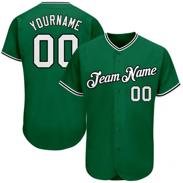 Men's Custom Kelly Green White-Black Authentic Baseball Jersey