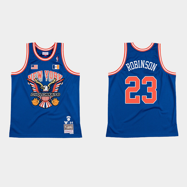 Men's New York Knicks #23 Mitchell Robinson BR Remix Royal NBA The Diplomats Jersey