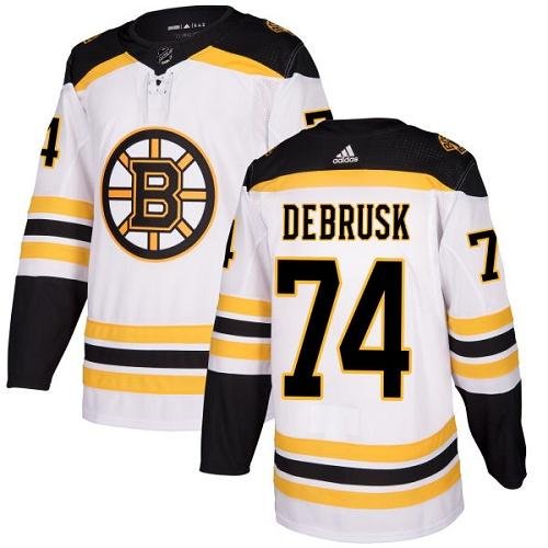 Adidas Boston Bruins #74 Jake DeBrusk White Road Stitched NHL Jersey