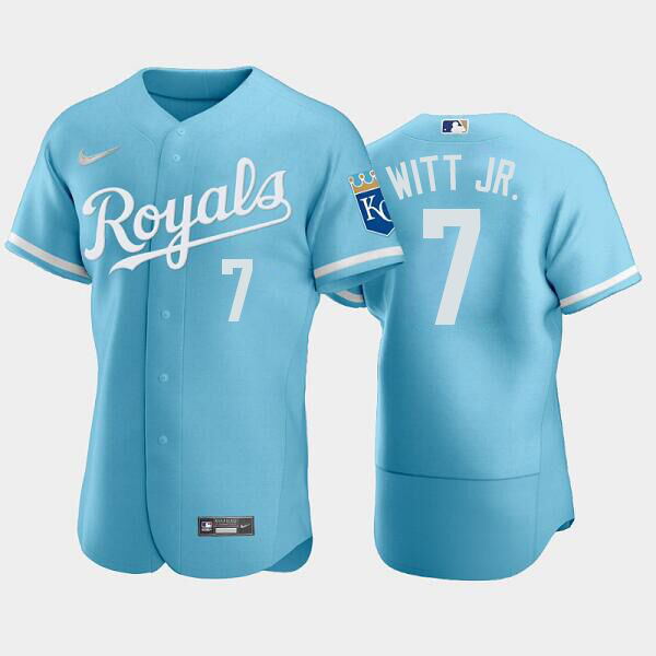 Men's Kansas City Royals #7 Bobby Witt Jr. 2022 Powder Blue MLB Jersey