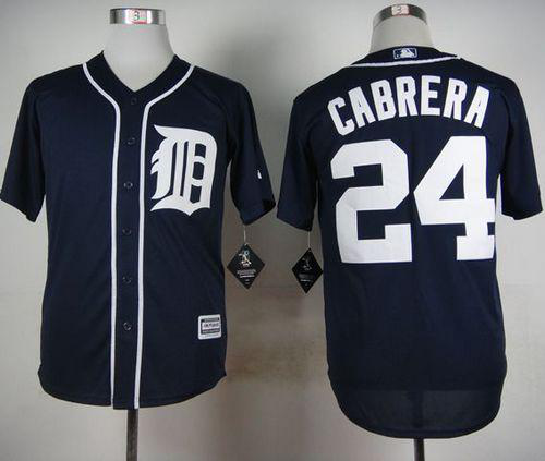 Detroit Tigers #24 Miguel Cabrera Navy Blue Cool Base Stitched MLB Jersey