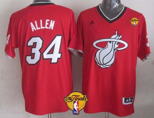 Men's Miami Heat #34 Ray Allen Red 2013 Christmas Day Swingman Finals Patch Stitched NBA Jersey