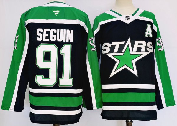 Men's #91 Tyler Seguin Dallas Stars Green And Black City Edition Jersey