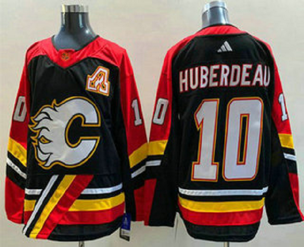 Men's Calgary Flames #10 Jonathan Huberdeau Black 2022 Reverse Retro NHL Jersey