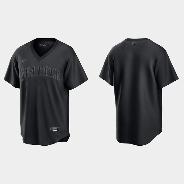 Men's Seattle Mariners Pitch Black Fashion Cool Base Blank Jersey - Black