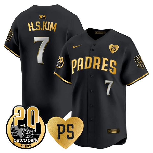 Men's San Diego Padres #7 Ha-Seong Kim For Peter & Petco Park 20th Patch Vapor Premier Limited All Stitched Cool Base Jersey