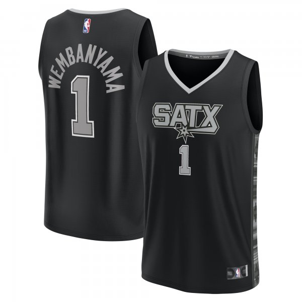 Youth San Antonio Spurs Victor Wembanyama Fanatics Black Fast Break Player Jersey - Statement Edition