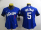 Women's Los Angeles Dodgers #5 Freddie Freeman Royal City Connect Stitched MLB Jersey