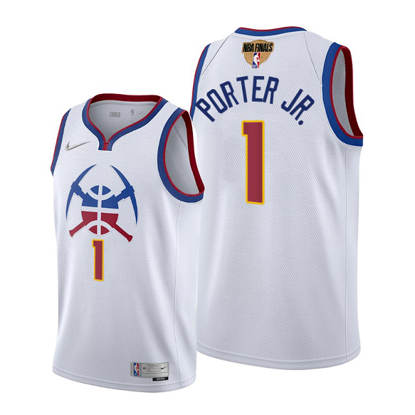 Men's Nike Denver Nuggets #1 Michael Porter Jr. 2021 NBA Playoffs White Jersey