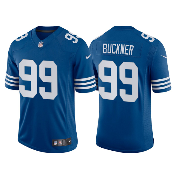 Men's Indianapolis Colts #99 DeForest Buckner Royal 2021 Throwback Vapor Limited NFL Jersey