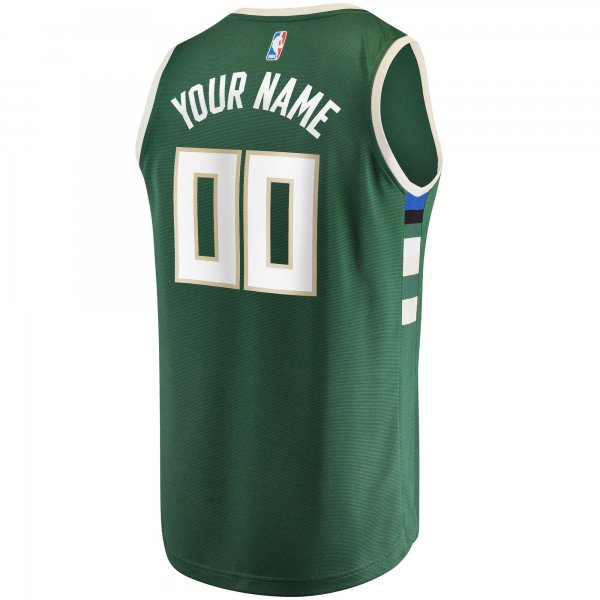 Youth Milwaukee Bucks Fanatics Hunter Green Fast Break Custom Replica Jersey - Icon Edition