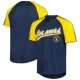 Men's Milwaukee Brewers Stitches Navy Button-Down Raglan Fashion Jersey