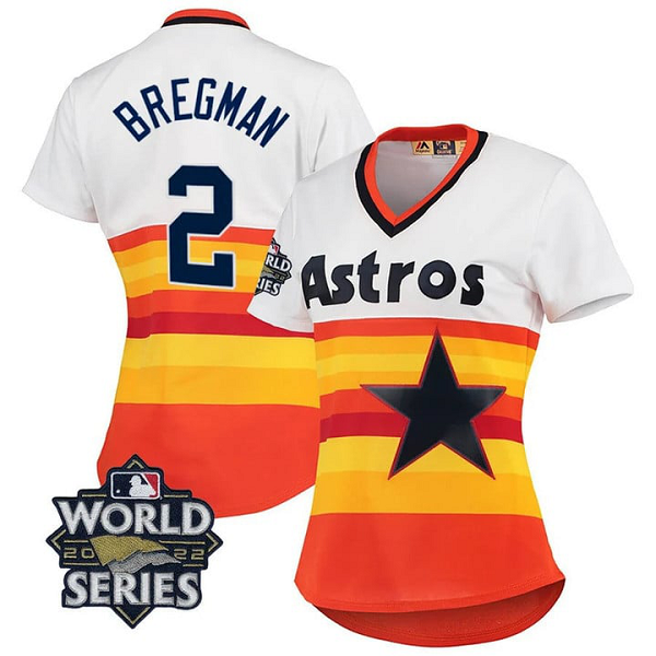 Women's Houston Astros Alex Bregman #2 2022 World Series White Home Cooperstown Collection Jersey