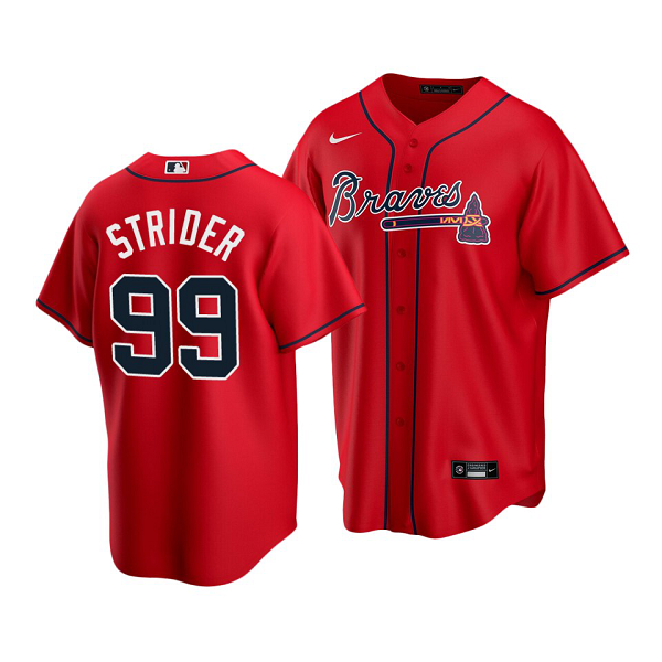 Men's Atlanta Braves #99 Spencer Strider Red Cool Base Alternate Jersey